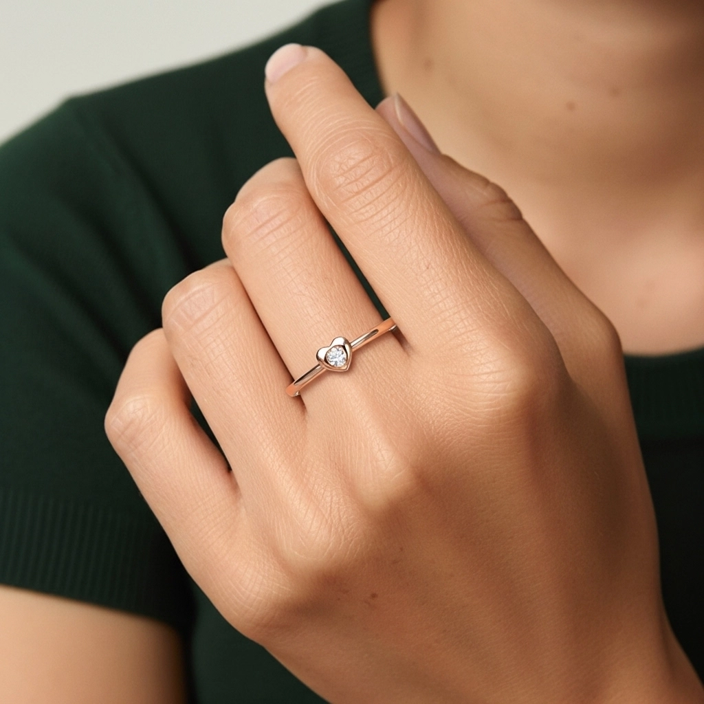 18K Rose Gold Moissanite Promise Ring