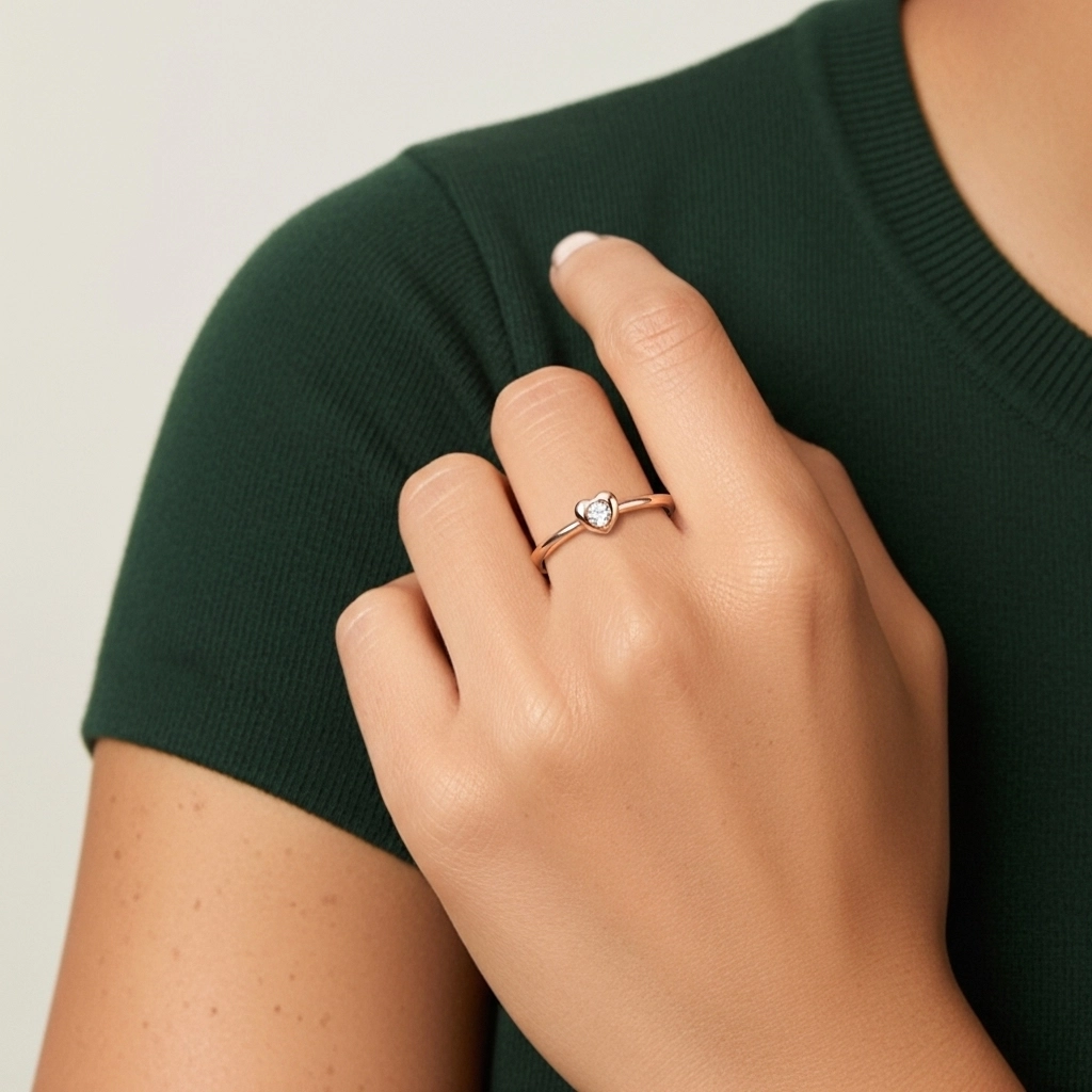 18K Rose Gold Moissanite Promise Ring