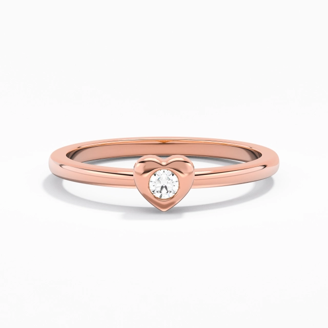 Argent sterling 925 Solitaire Embarqué Bague de promesse Incruster Or rose 18 carats Délicat Cœur Rond Moissanite Tige Traditionnelle