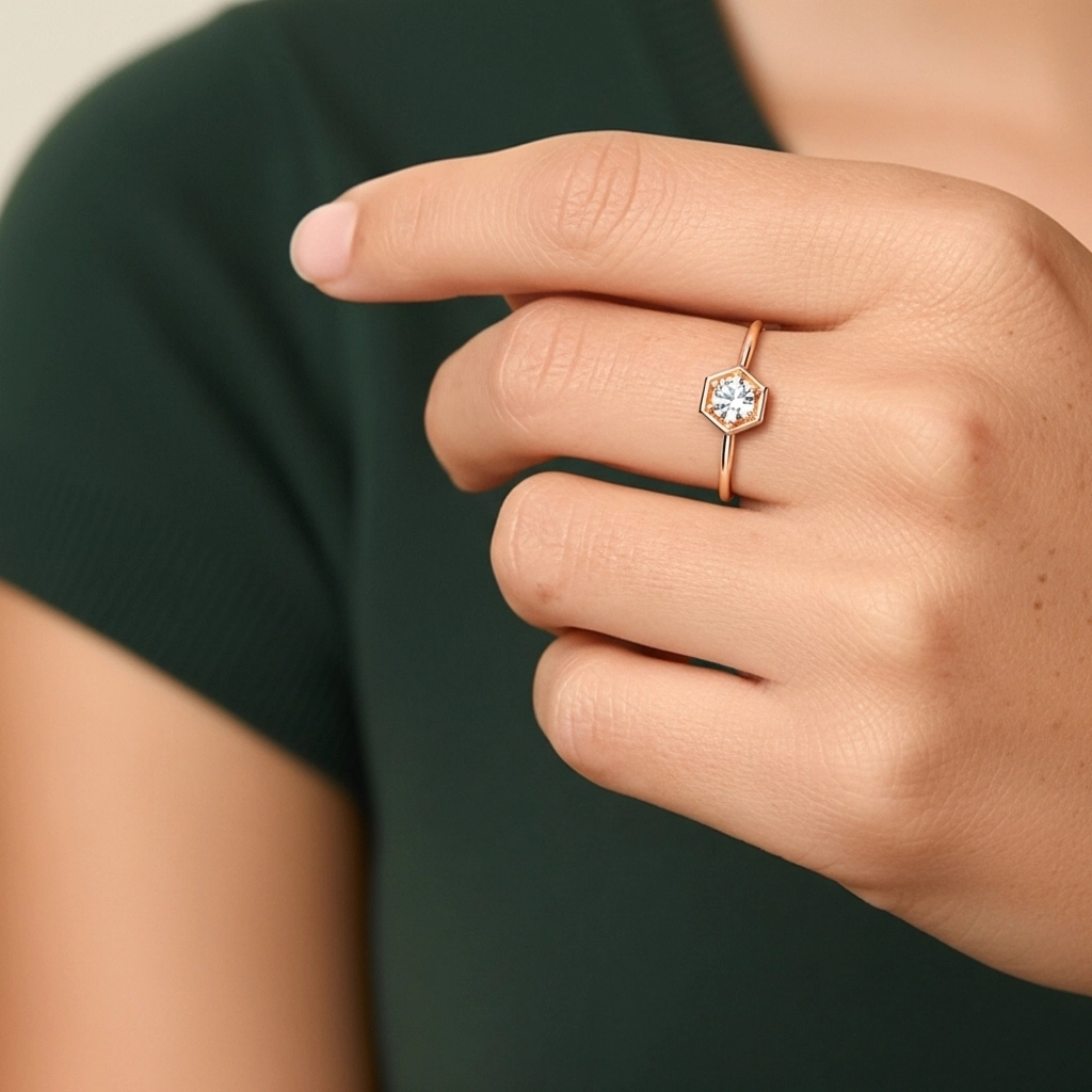 18K Rose Gold Moissanite Promise Ring