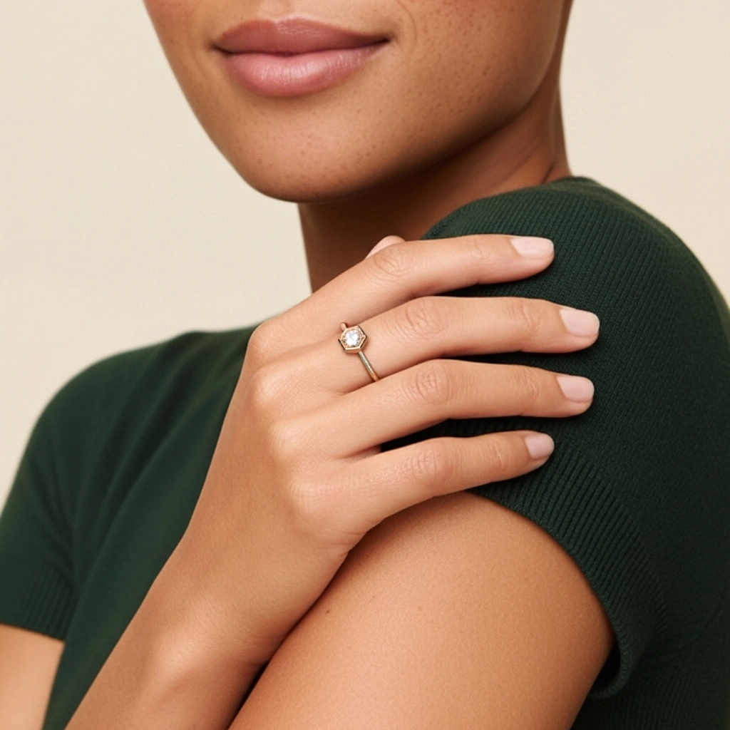 18K Rose Gold Moissanite Promise Ring