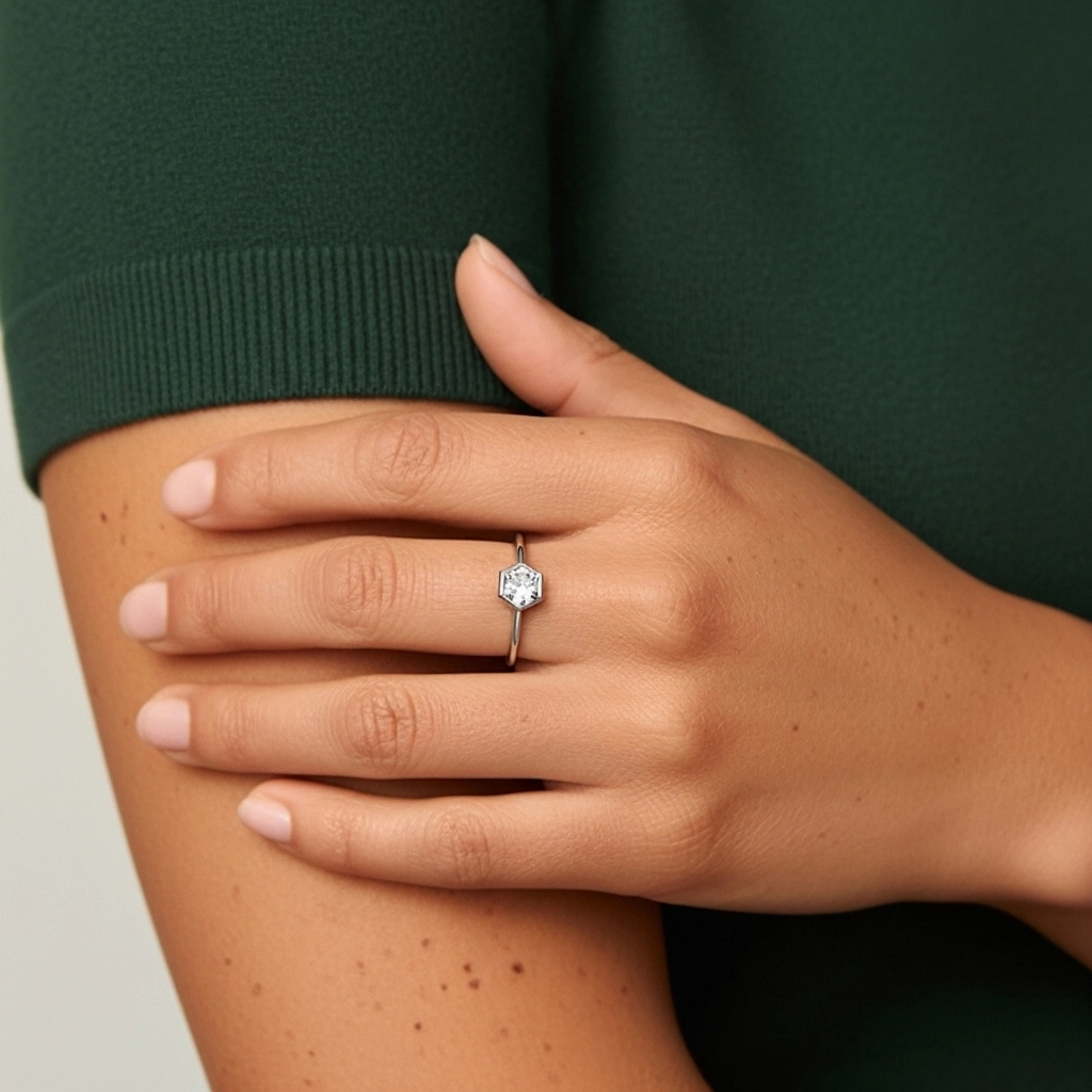 925 Sterling Silver Moissanite Promise Ring