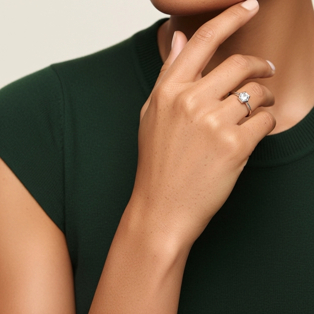 925 Sterling Silver Moissanite Promise Ring