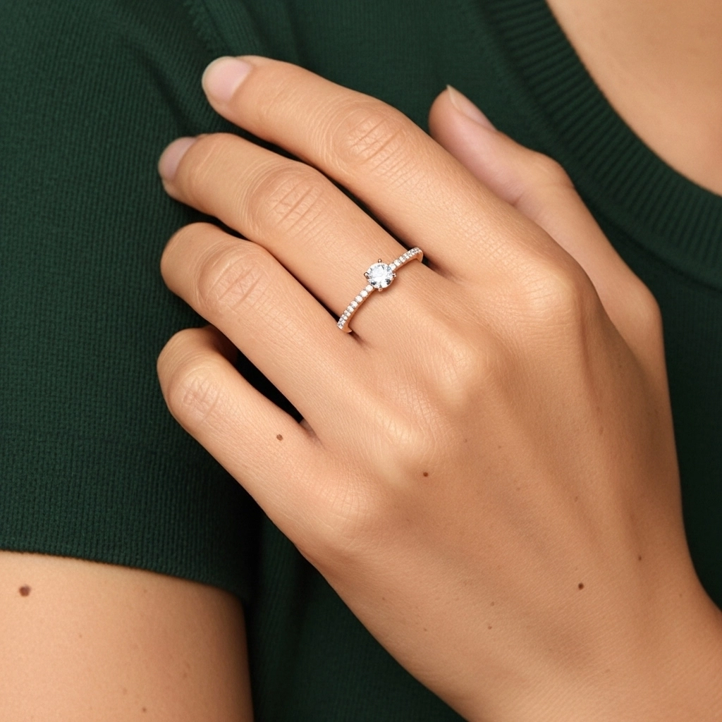 18K Rose Gold Moissanite Promise Ring