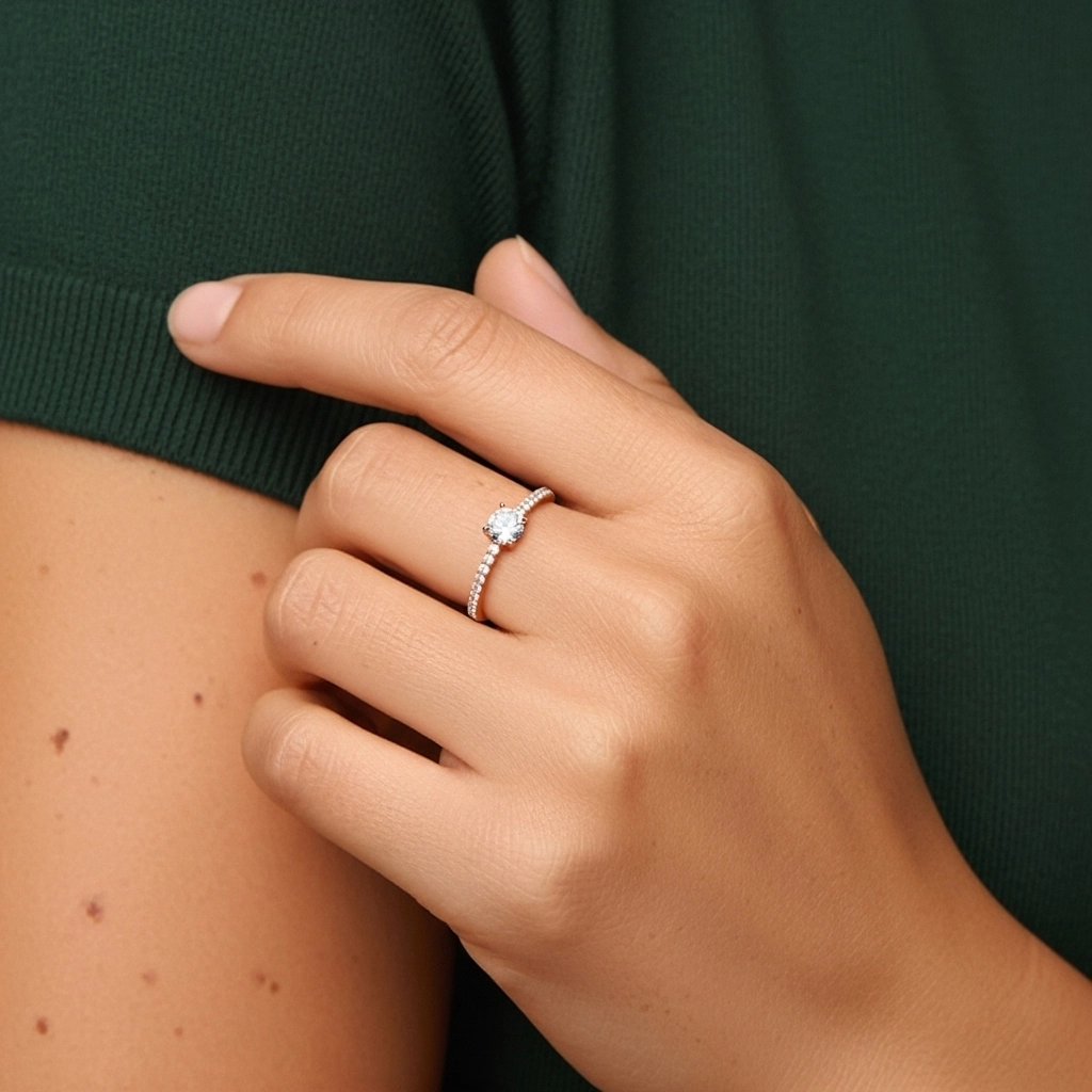 18K Rose Gold Moissanite Promise Ring