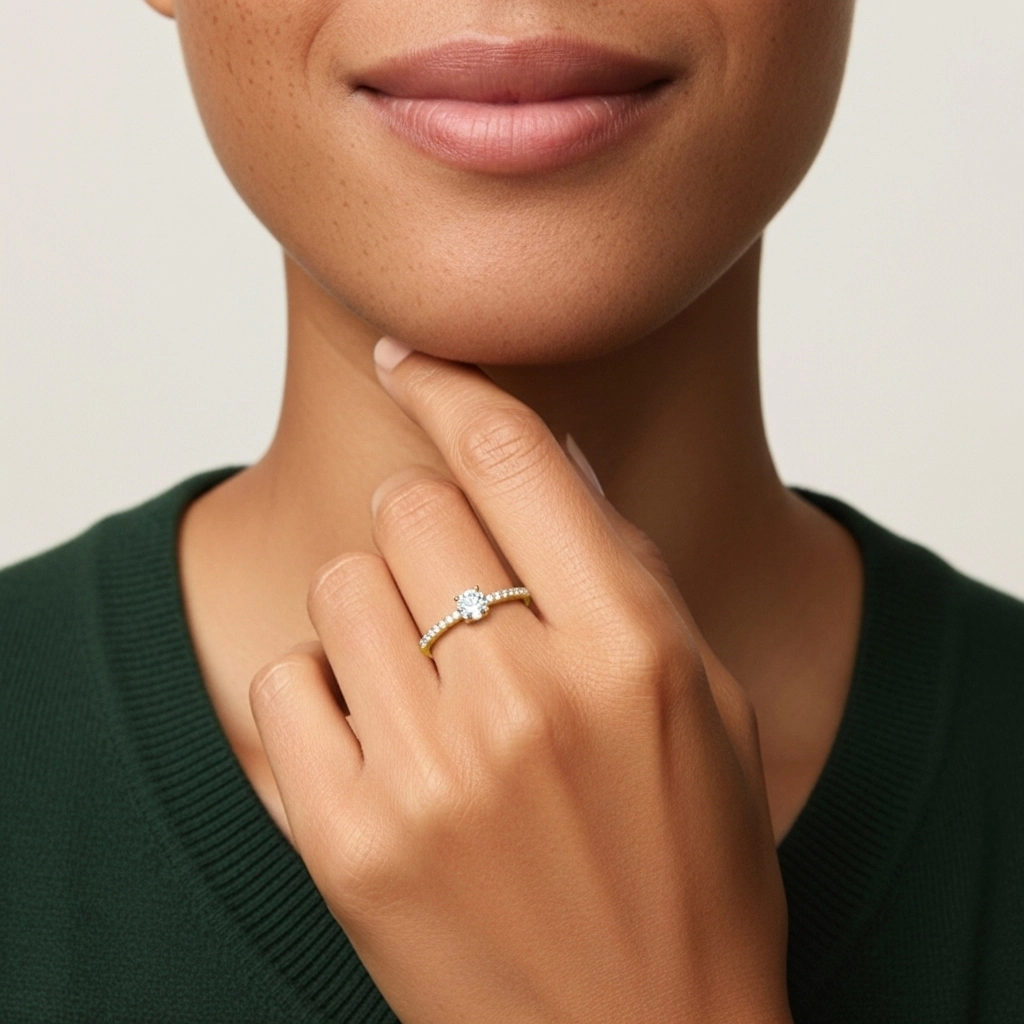 925 Sterling Silver Moissanite Promise Ring