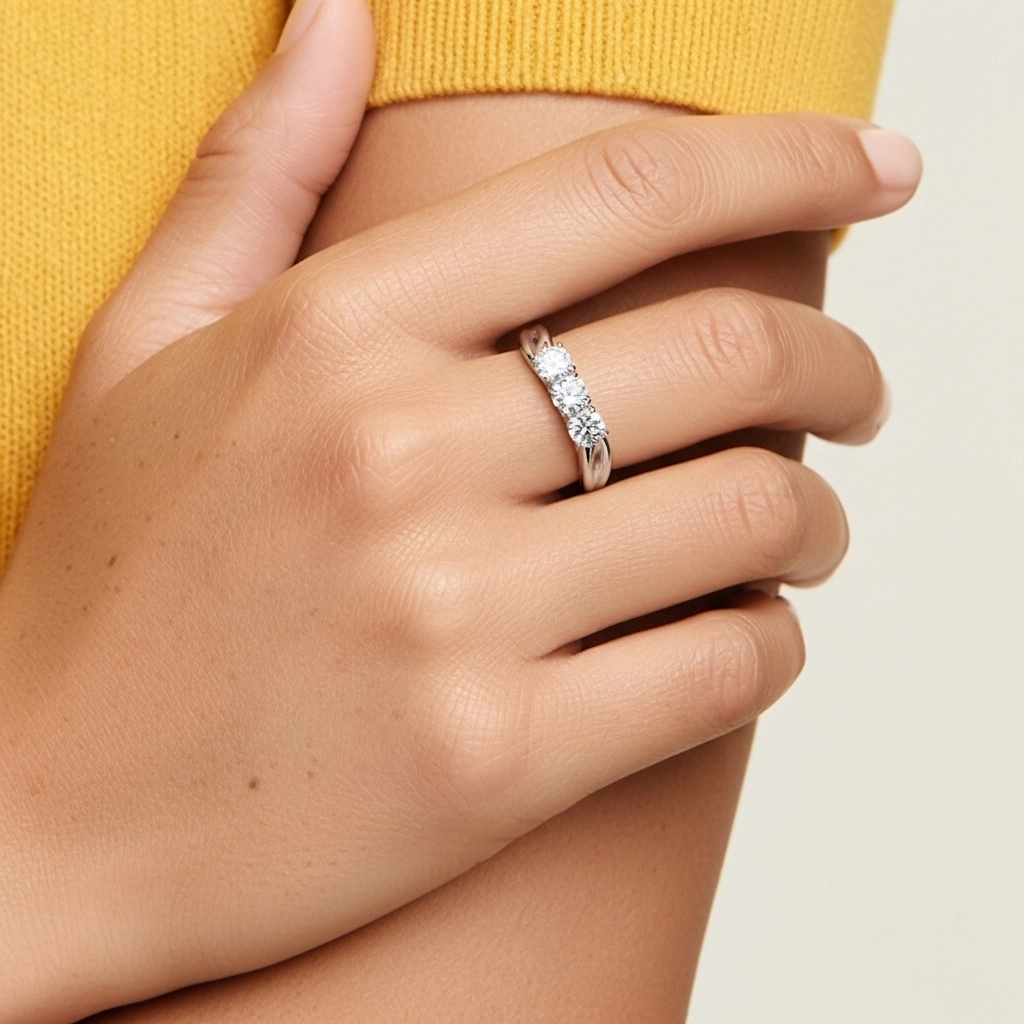 18K White Gold Moissanite Promise Ring