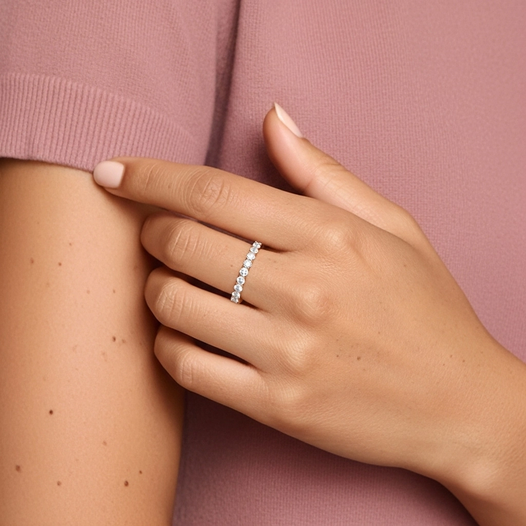 Minimaliste Empilable Moissanite Bague de mariage