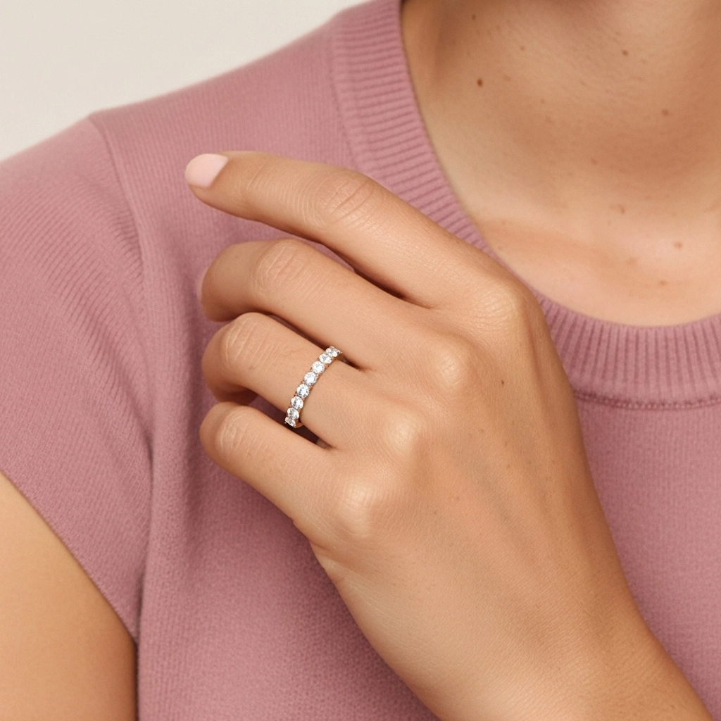 Minimaliste Empilable Moissanite Bague de mariage