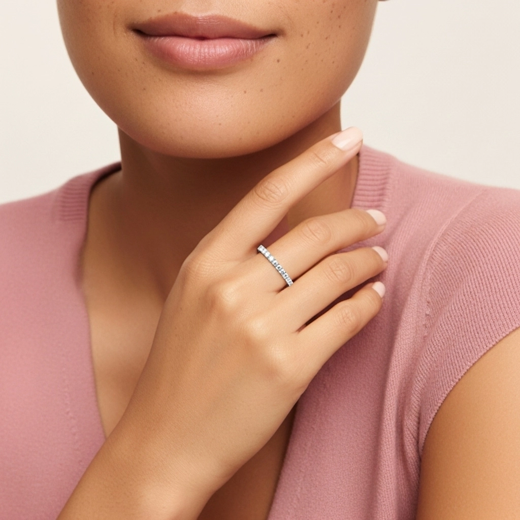 Minimaliste Empilable Moissanite Bague de mariage