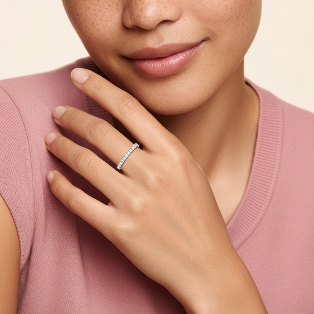 Minimaliste Empilable Moissanite Bague de mariage