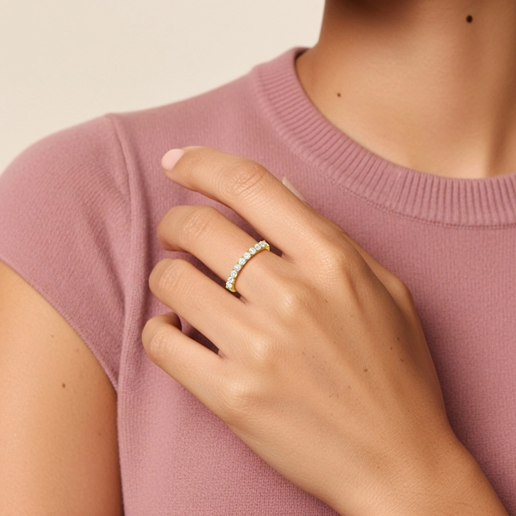 Minimaliste Empilable Moissanite Bague de mariage