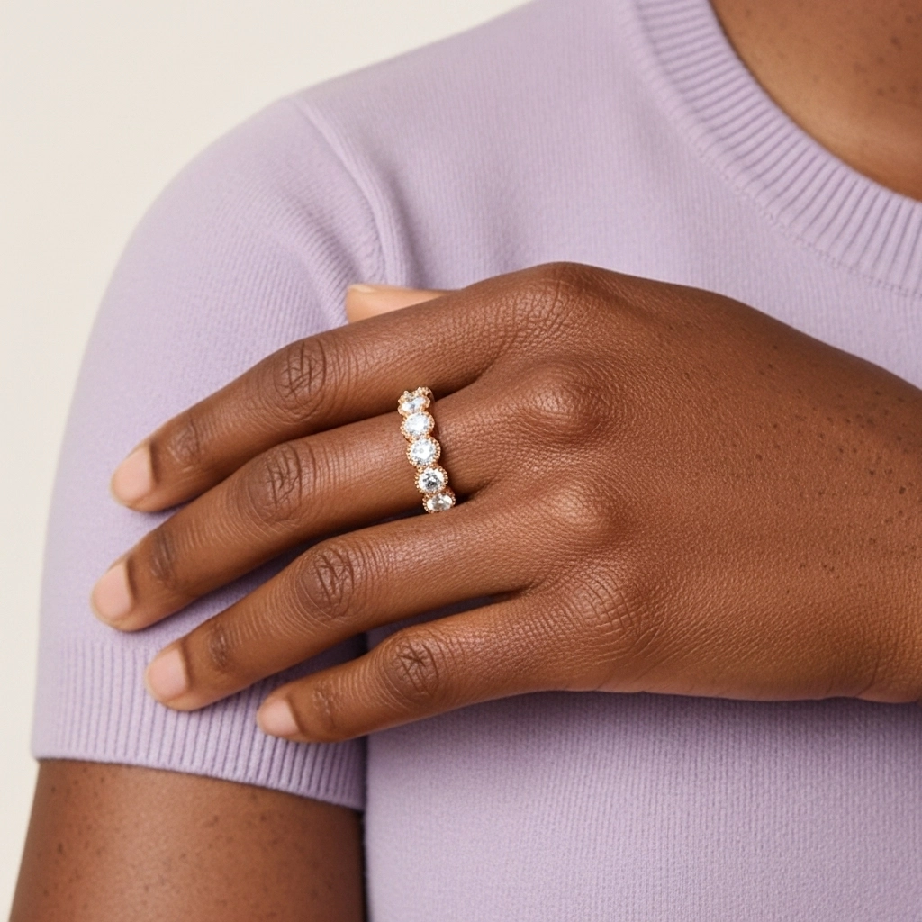 Rétro Crené Moissanite Alliance