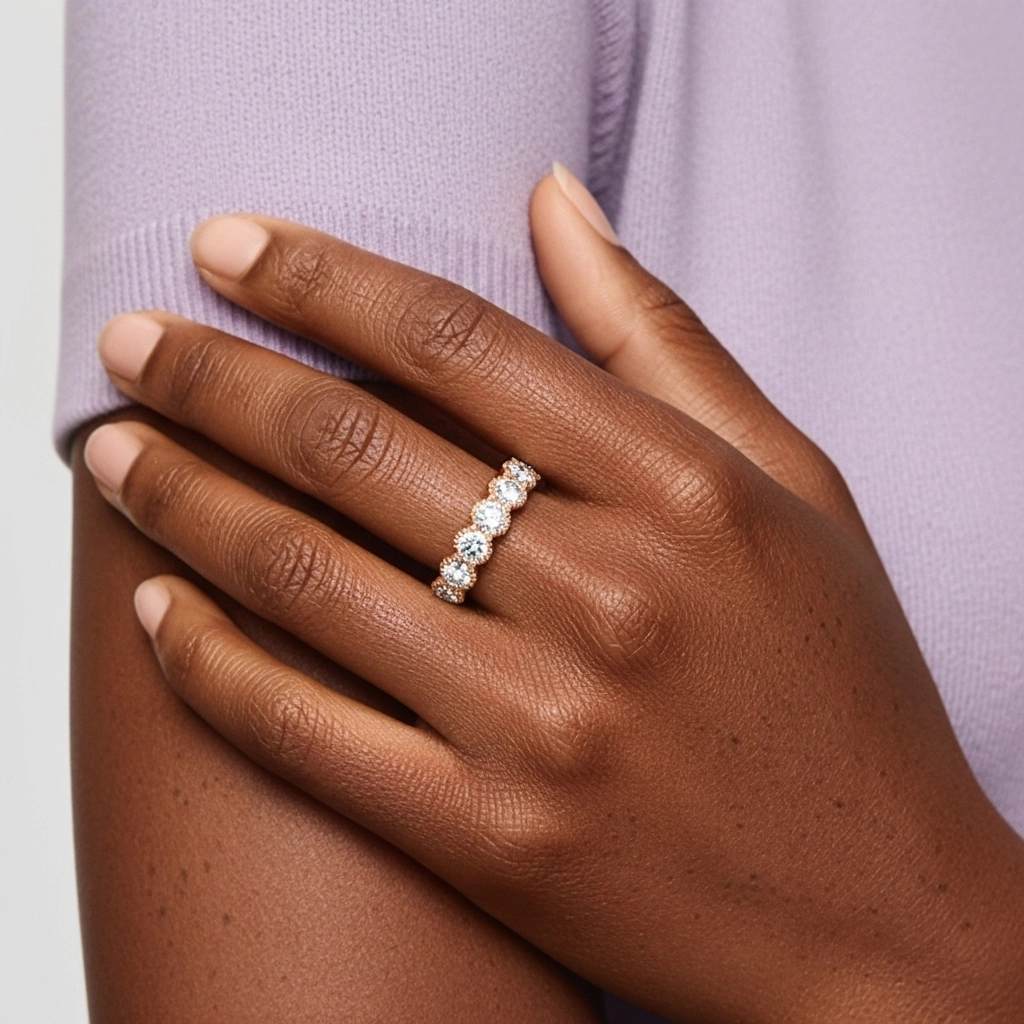 Rétro Crené Moissanite Alliance