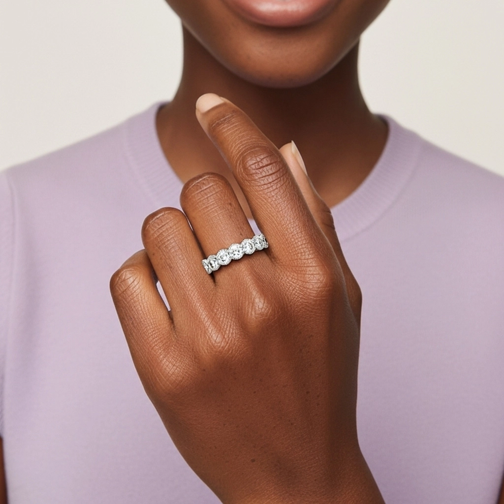 Rétro Crené Moissanite Alliance