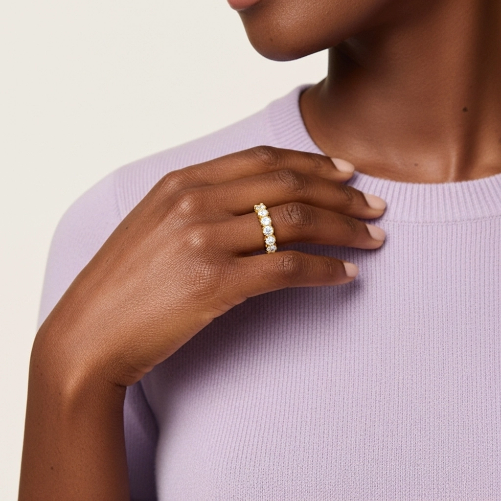 Rétro Crené Moissanite Alliance