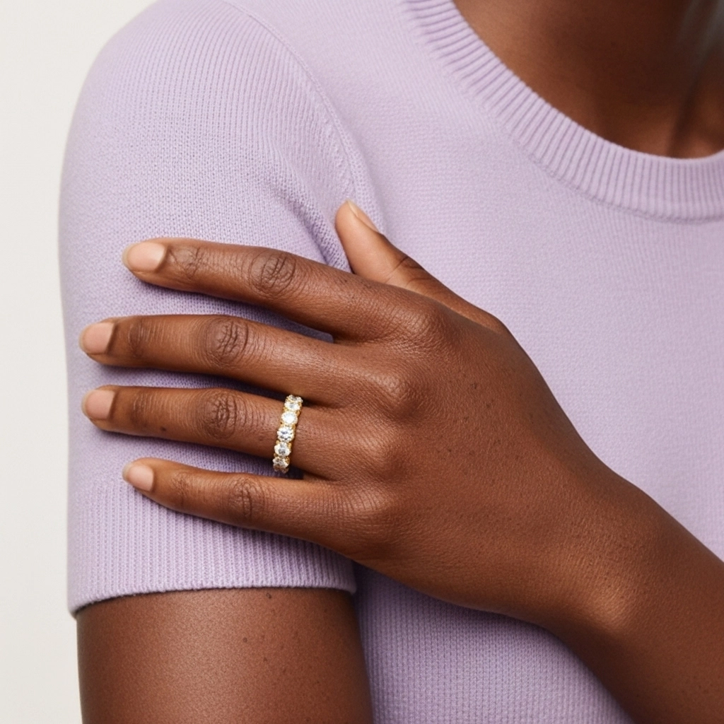 Rétro Crené Moissanite Alliance