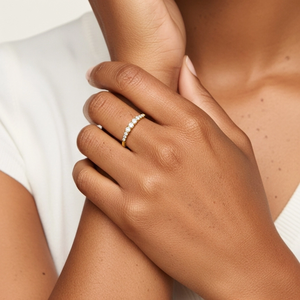 Délicat Empilable Moissanite Bague de mariage