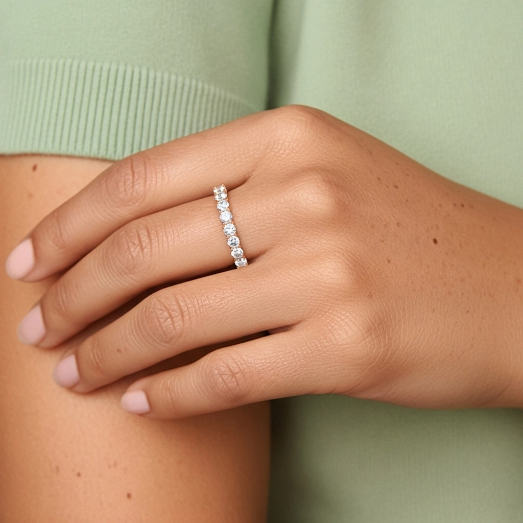 Dainty Stackable Moissanite Wedding Ring