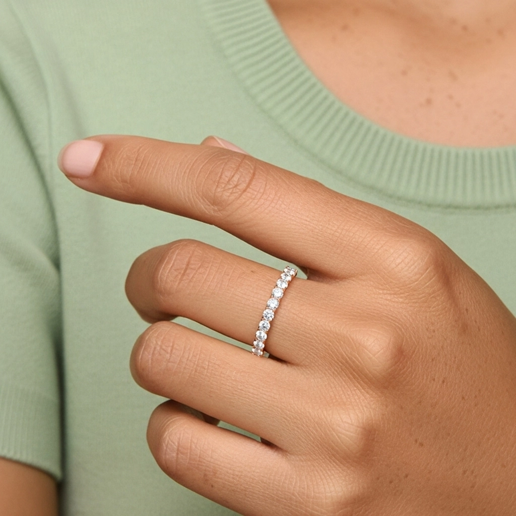 Dainty Stackable Moissanite Wedding Ring