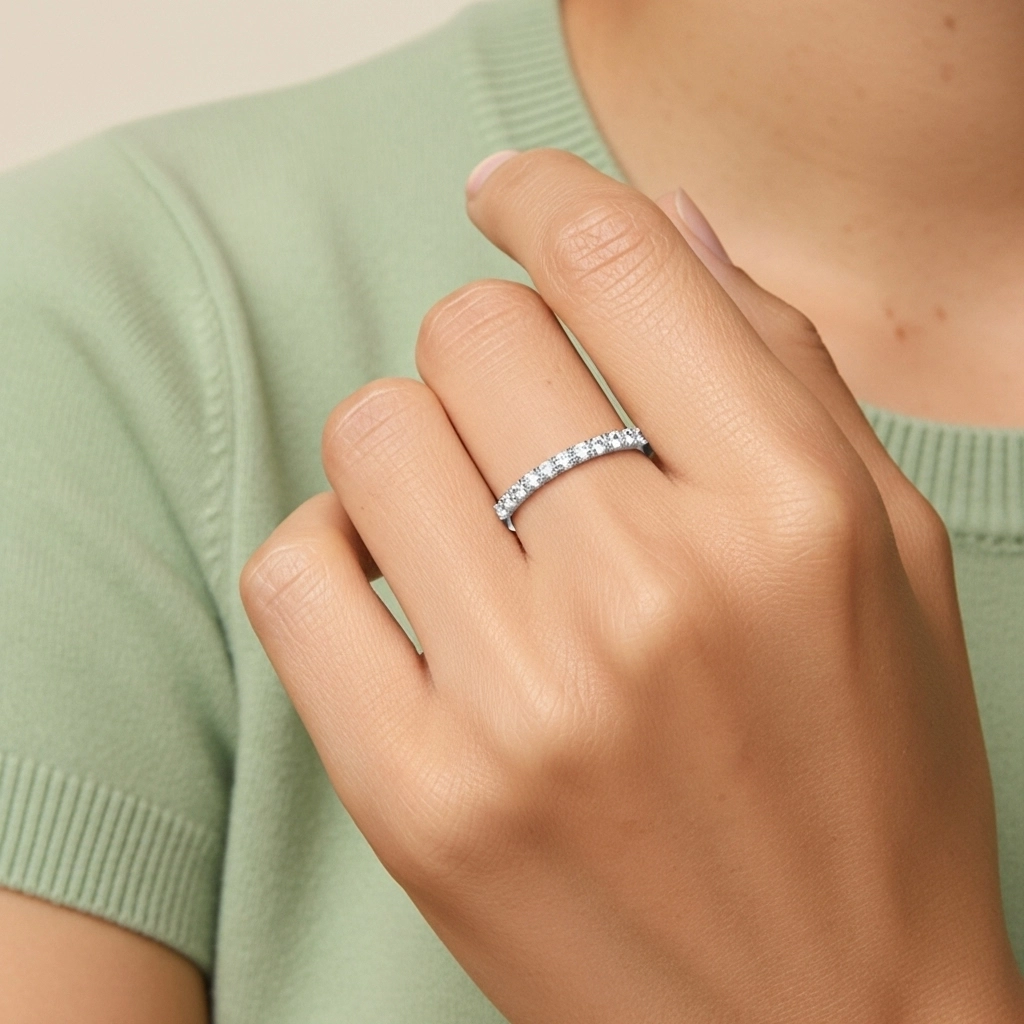 Dainty Stackable Moissanite Wedding Ring