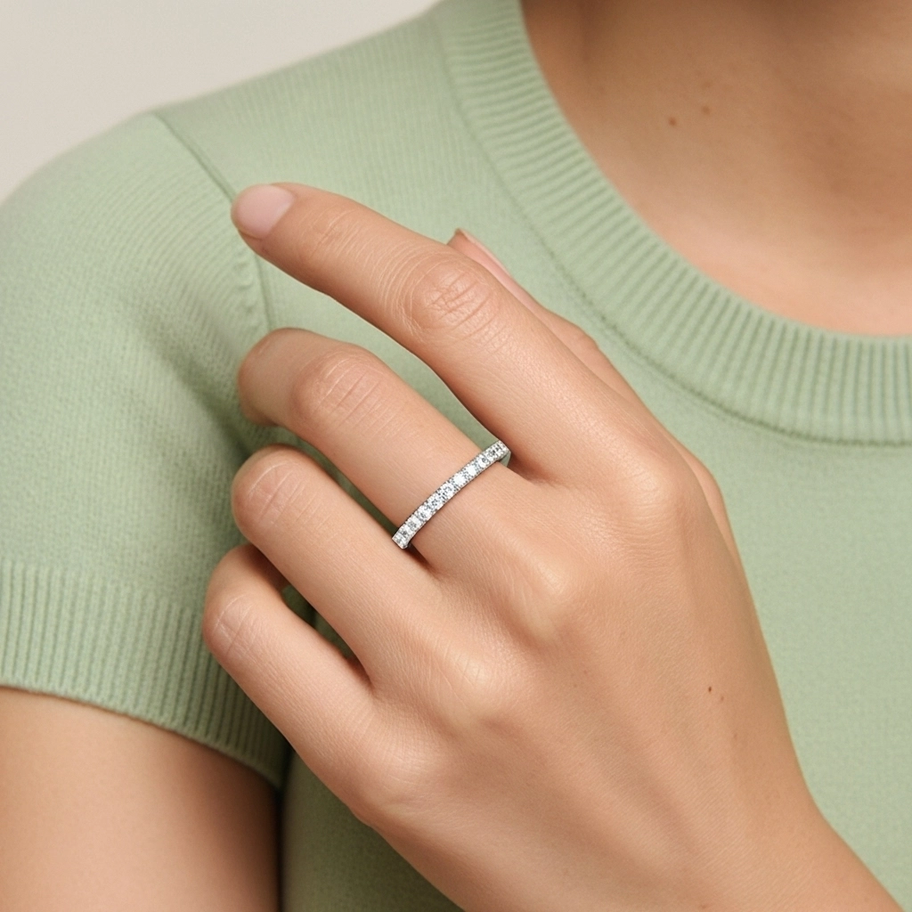 Dainty Stackable Moissanite Wedding Ring