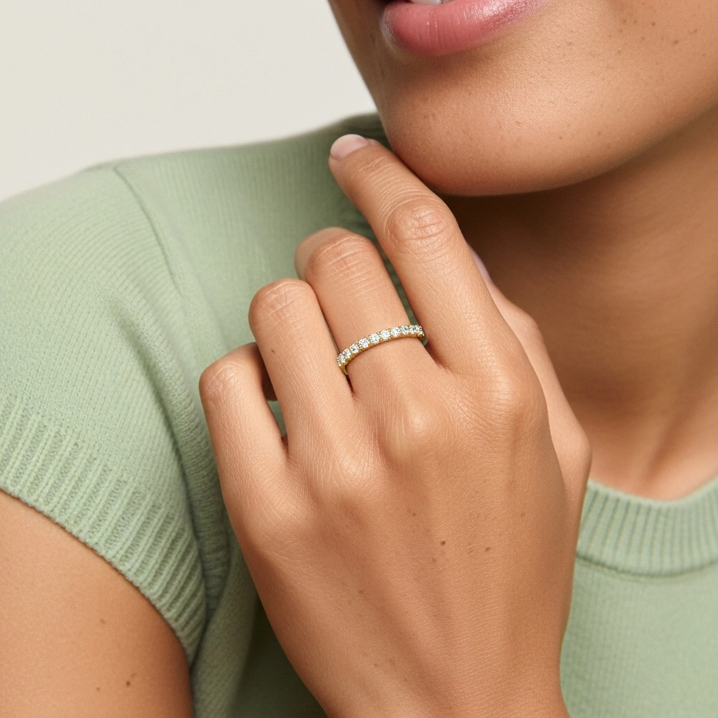 Dainty Stackable Moissanite Wedding Ring