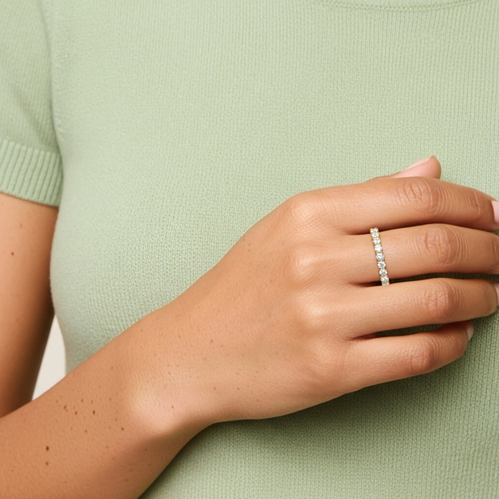 Dainty Stackable Moissanite Wedding Ring