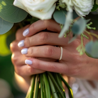 Dainty Stackable Moissanite Wedding Ring