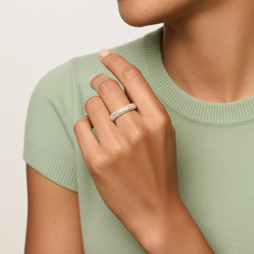 Beaded Pavé Wedding Ring