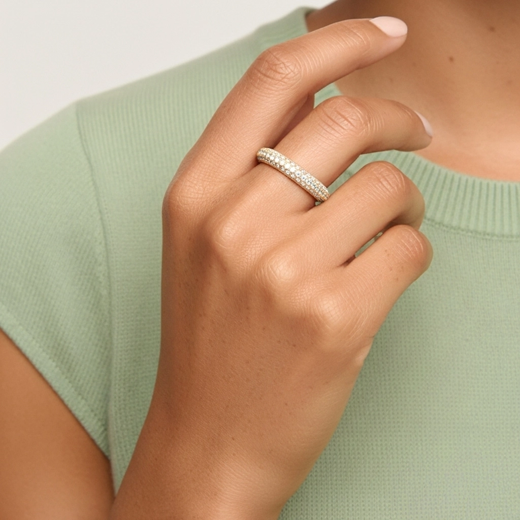 Beaded Pavé Wedding Ring