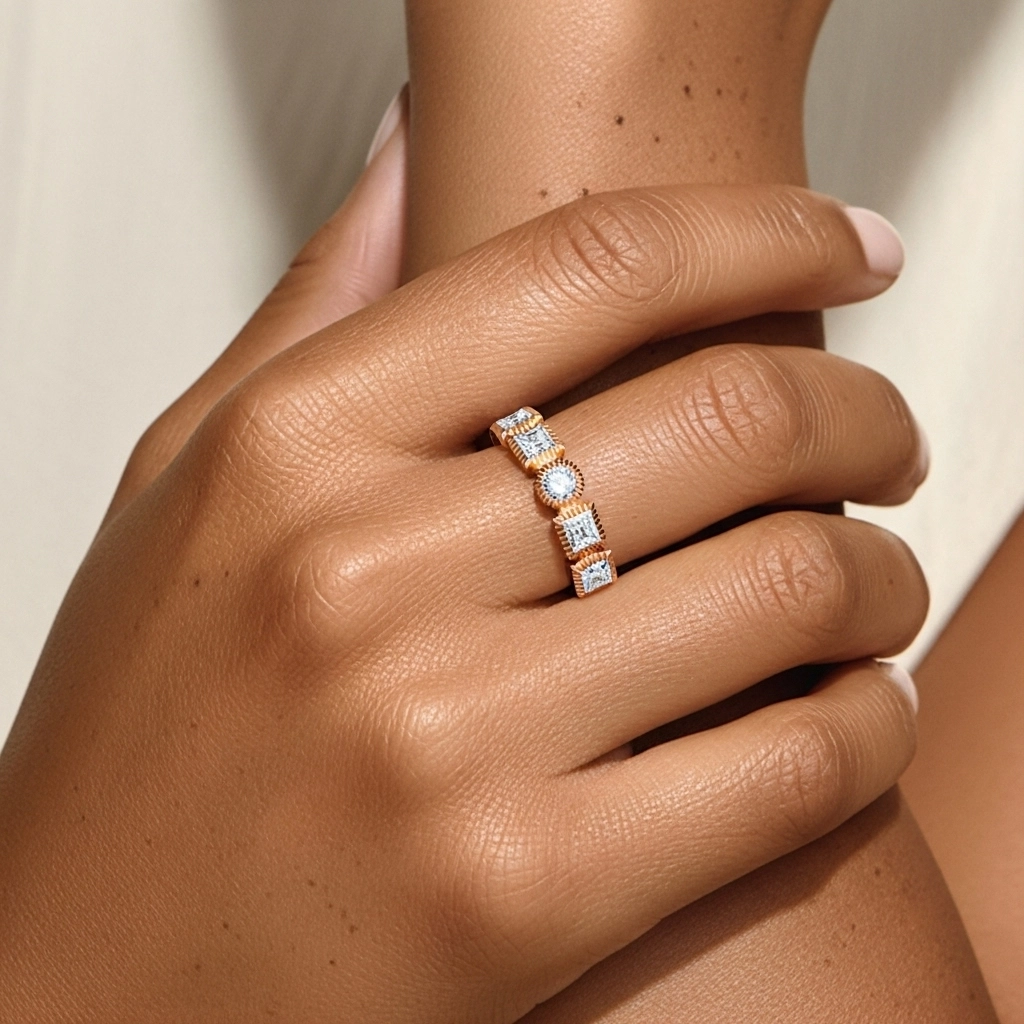 Rétro Crené Moissanite Alliance