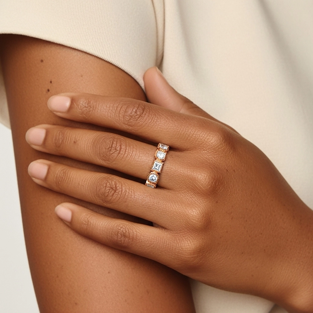 Rétro Crené Moissanite Alliance