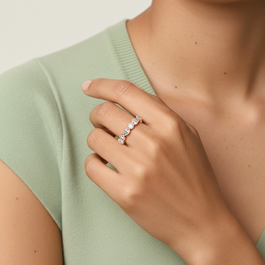 Rétro Crené Moissanite Alliance