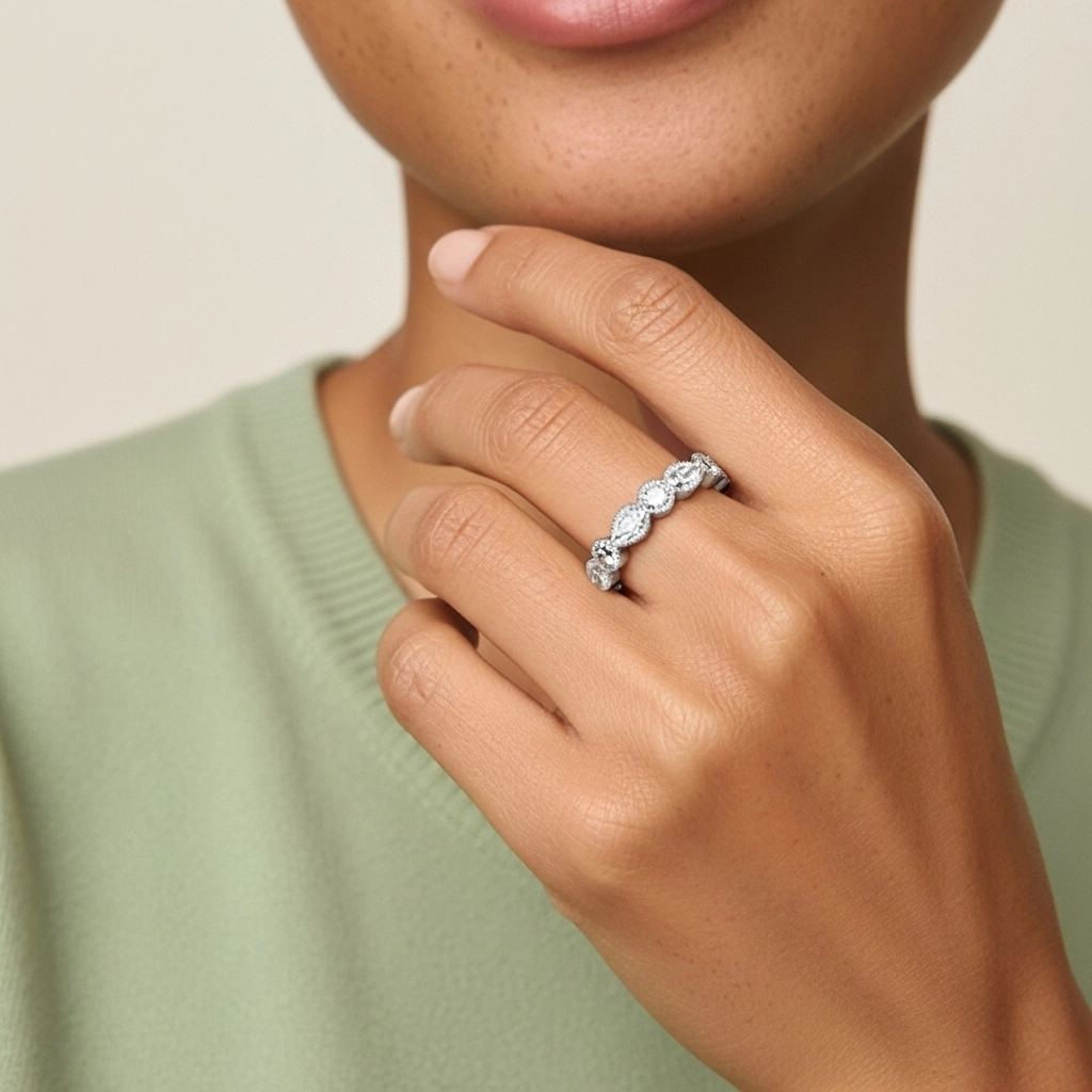 Rétro Crené Moissanite Alliance