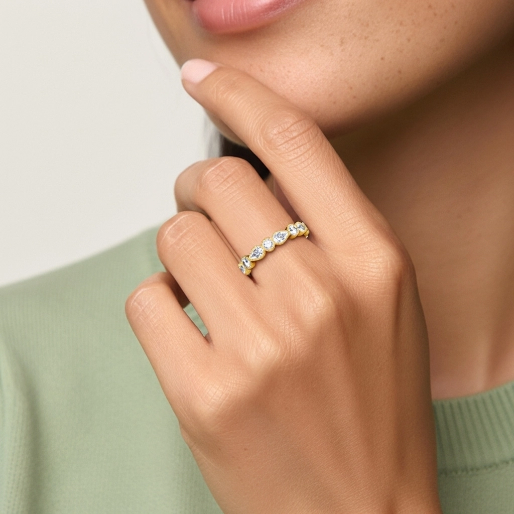 Rétro Crené Moissanite Alliance