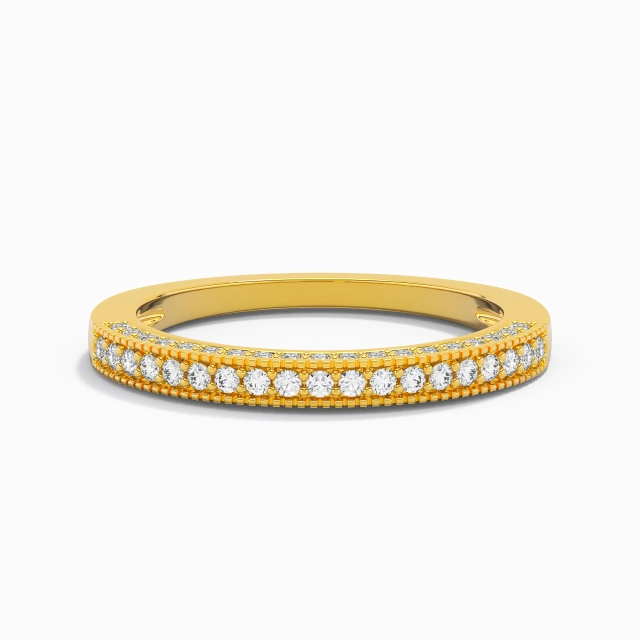 Half Eternity Luxury Milgrain Pavé Wedding Ring 14K Gold