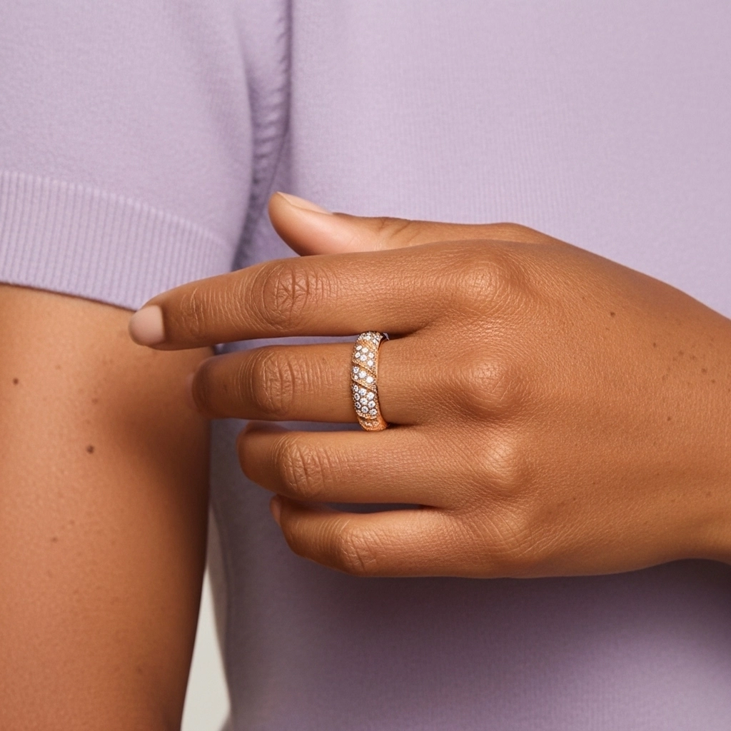 Vintage Beaded Rope Moissanite Wedding Ring