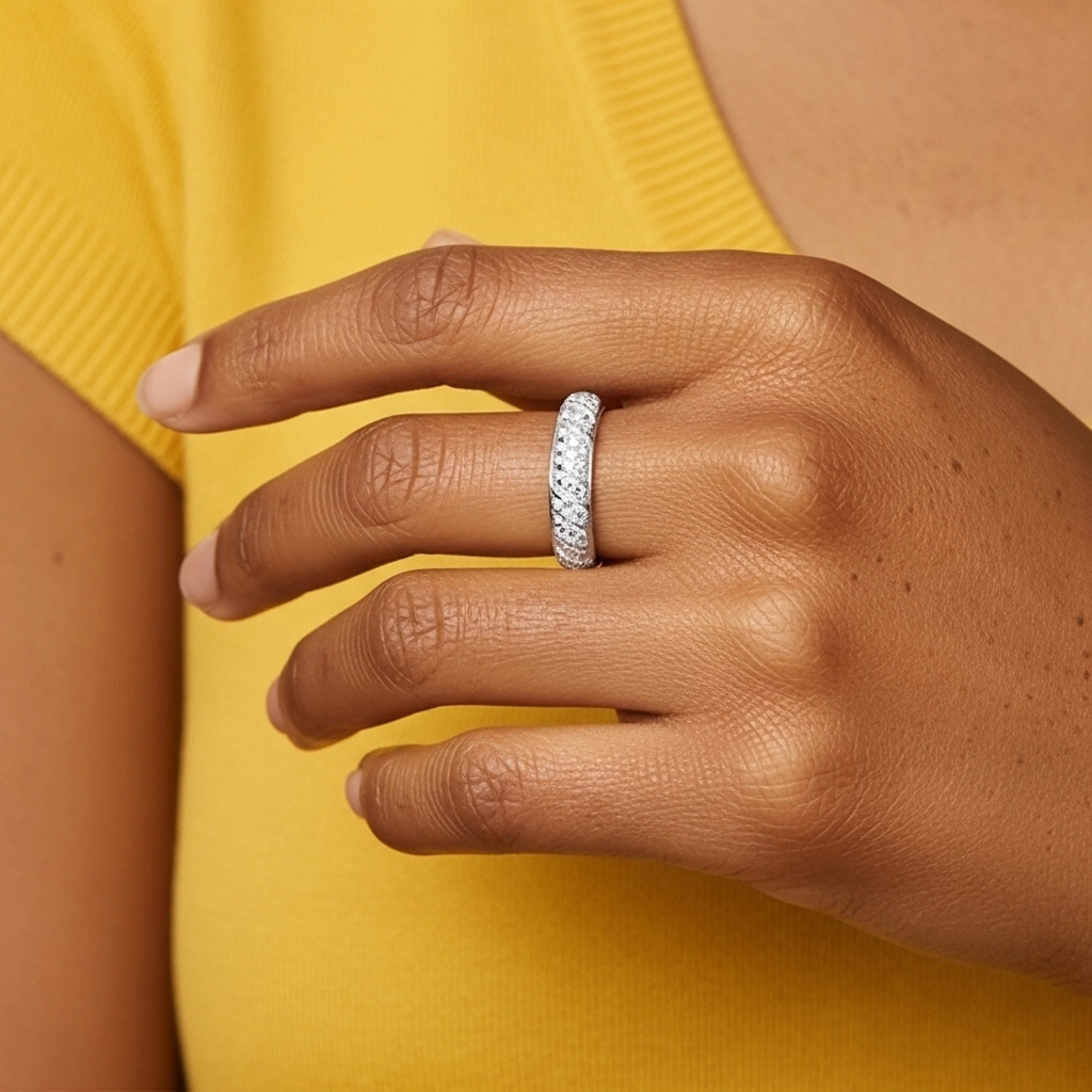 Vintage Beaded Rope Moissanite Wedding Ring