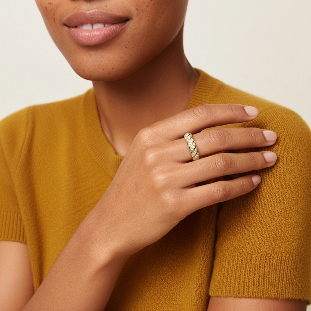 Retro Beaded Moissanite Wedding Band