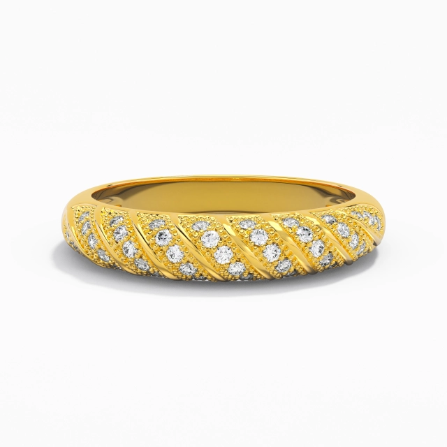 Retro Engrave Moissanite 14K Gold Wedding Band