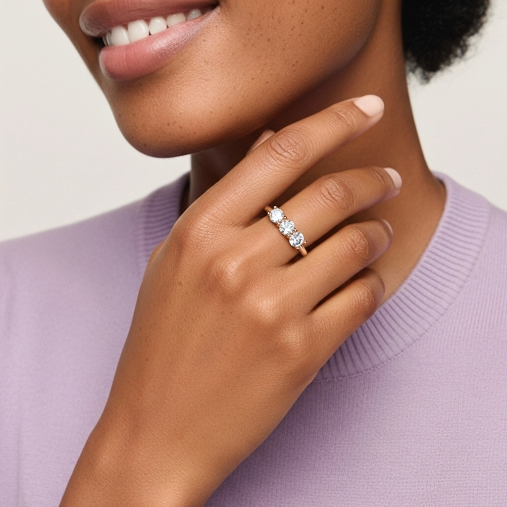 Or rose 18 carats Moissanite Bague de mariage