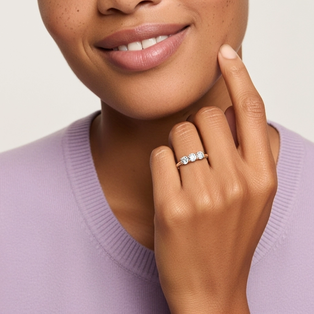 Or rose 18 carats Moissanite Bague de mariage