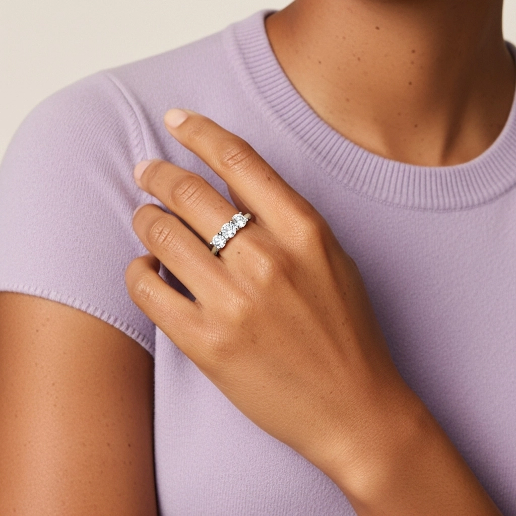 14K White Gold Moissanite Wedding Ring