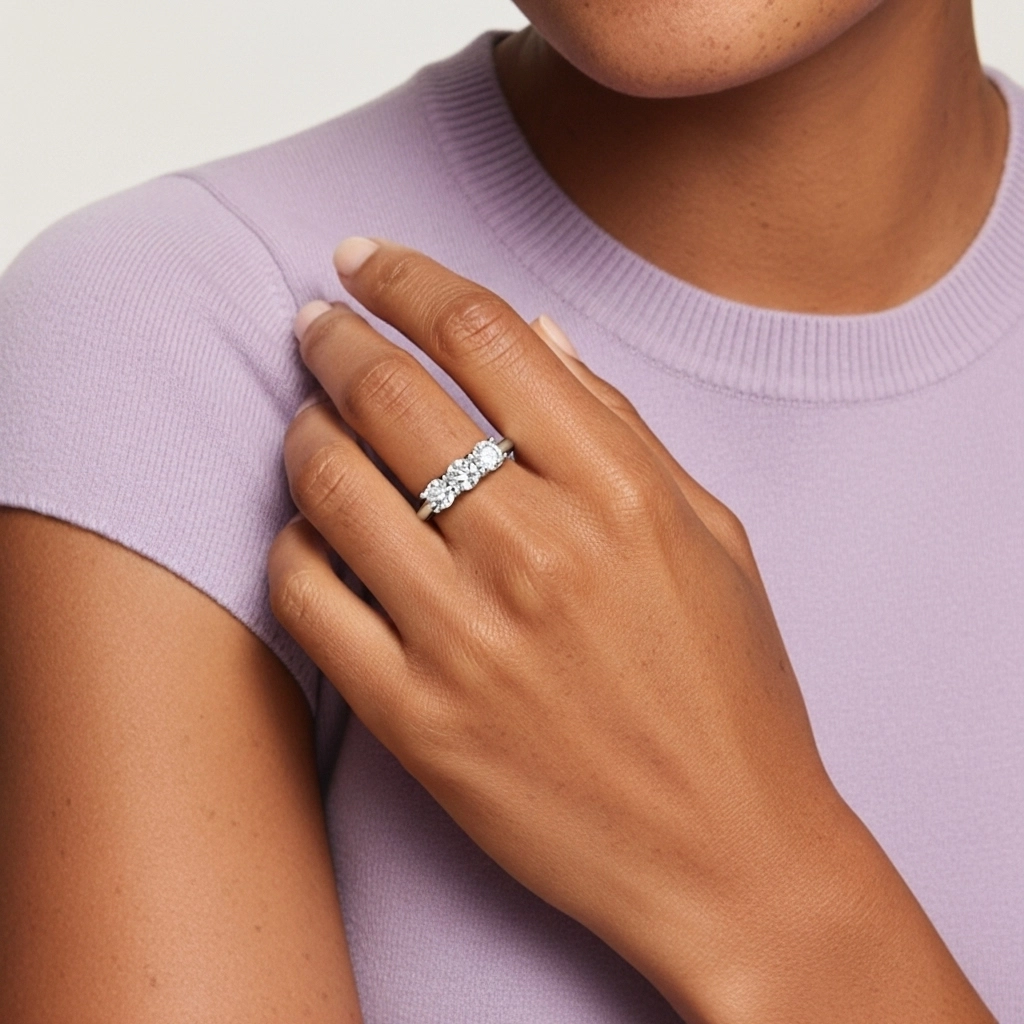 14K White Gold Moissanite Wedding Ring