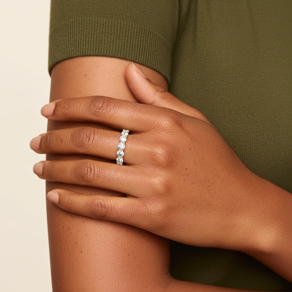 Délicat Empilable Moissanite Bague de mariage