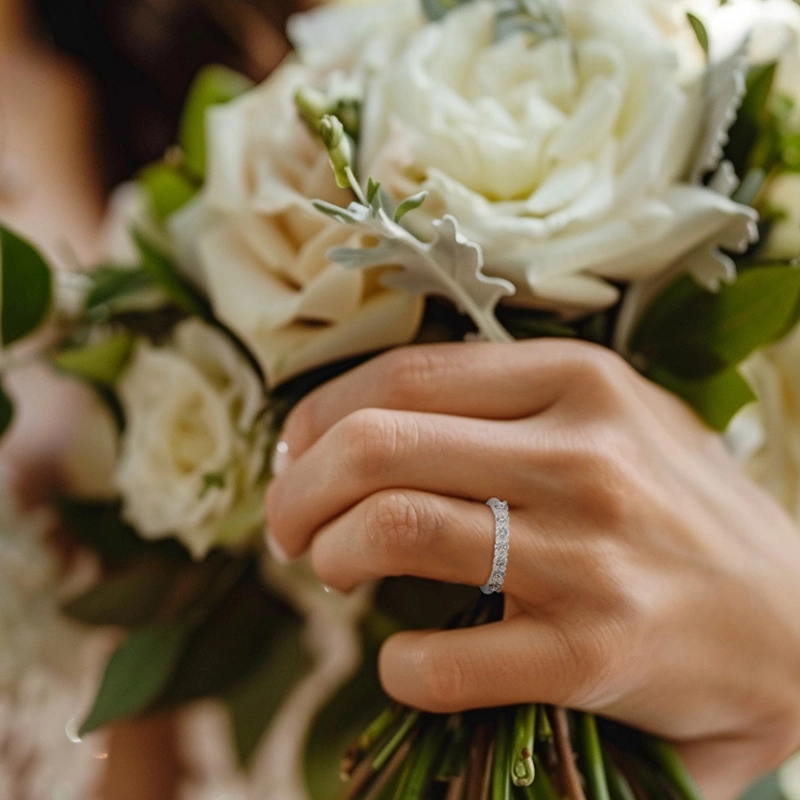 Délicat Empilable Moissanite Bague de mariage