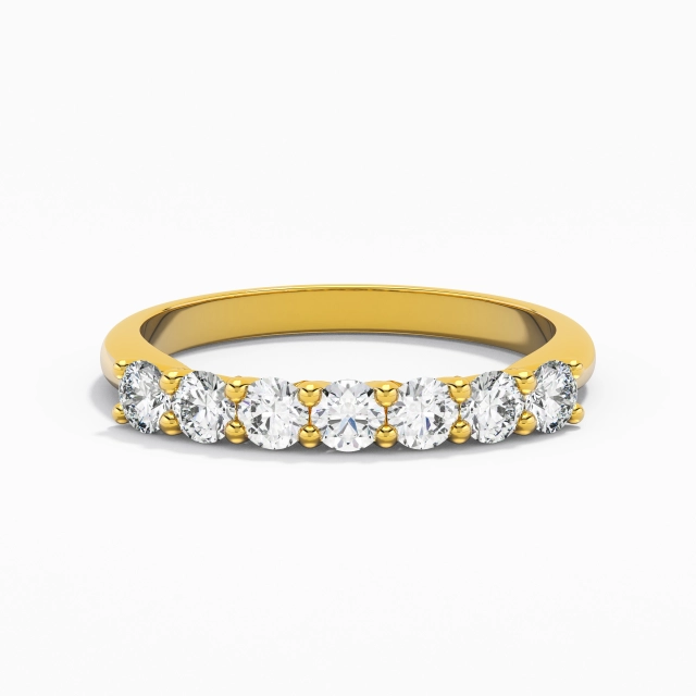 Delicate Stackable Engrave Moissanite 14K Gold Wedding Ring