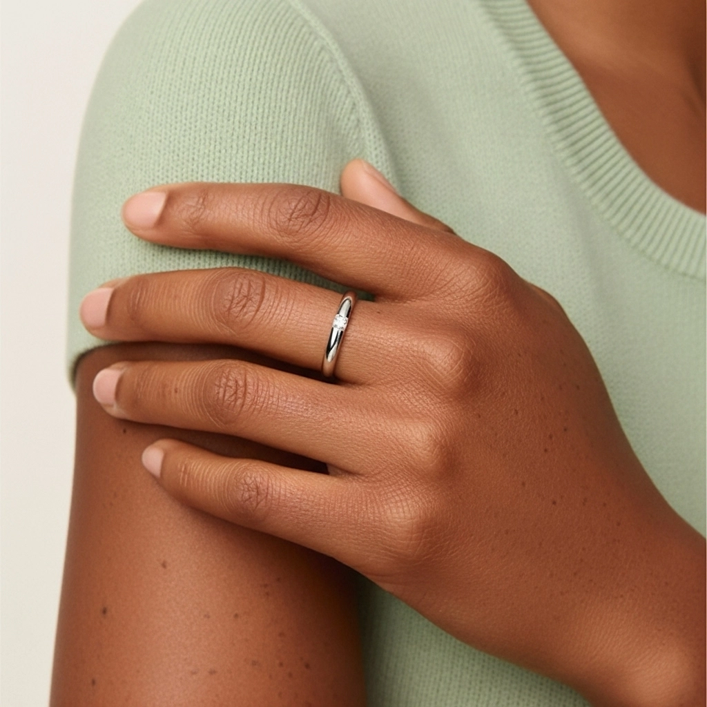 Délicat Empilable Moissanite Bague de mariage