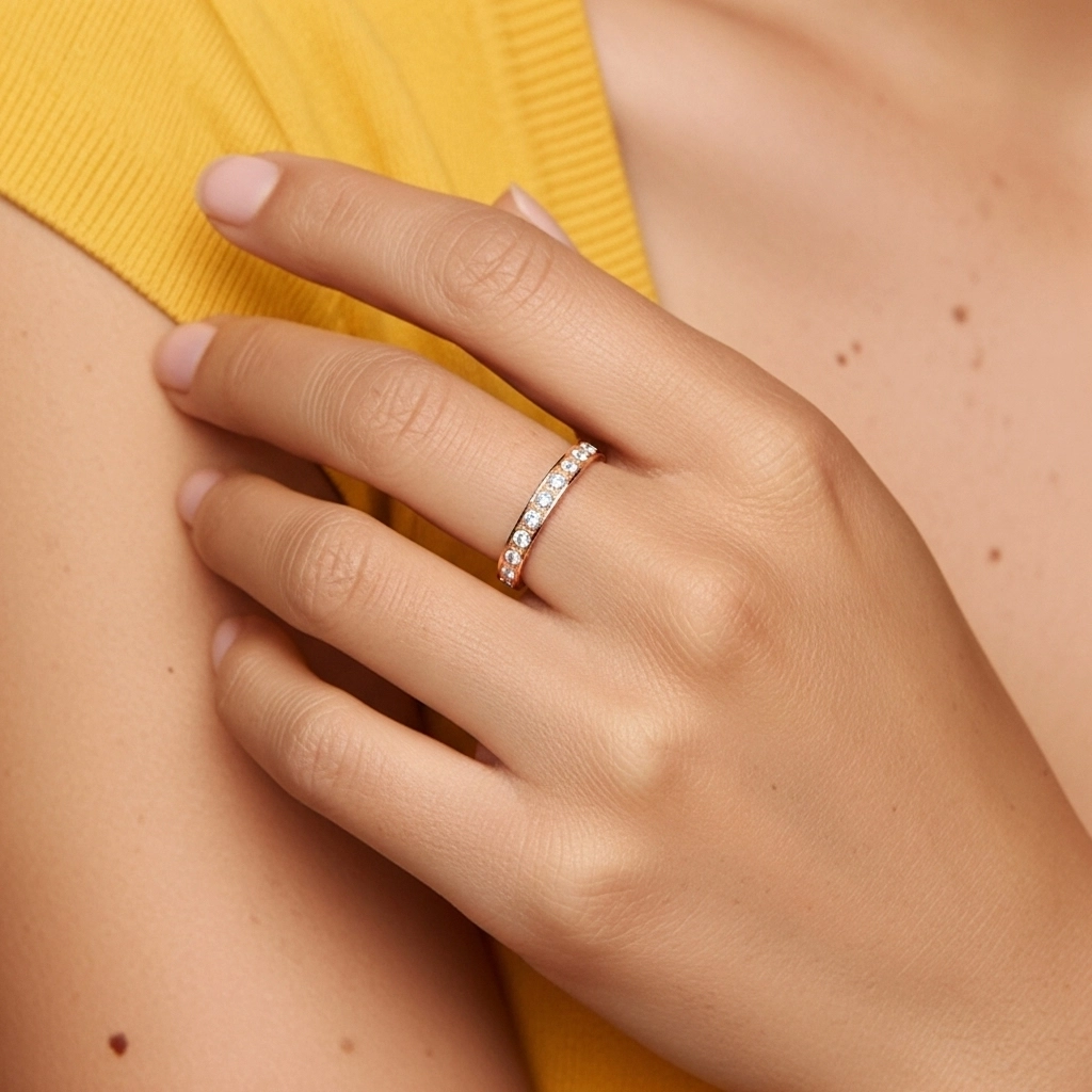 Perlé Pavé Bague de mariage